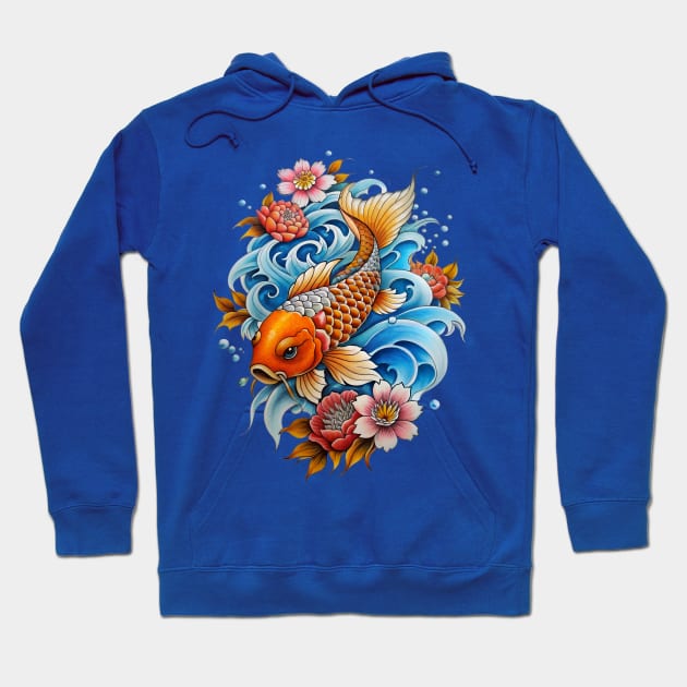 Japanese Koi Fish tattoo Hoodie by Ravenglow